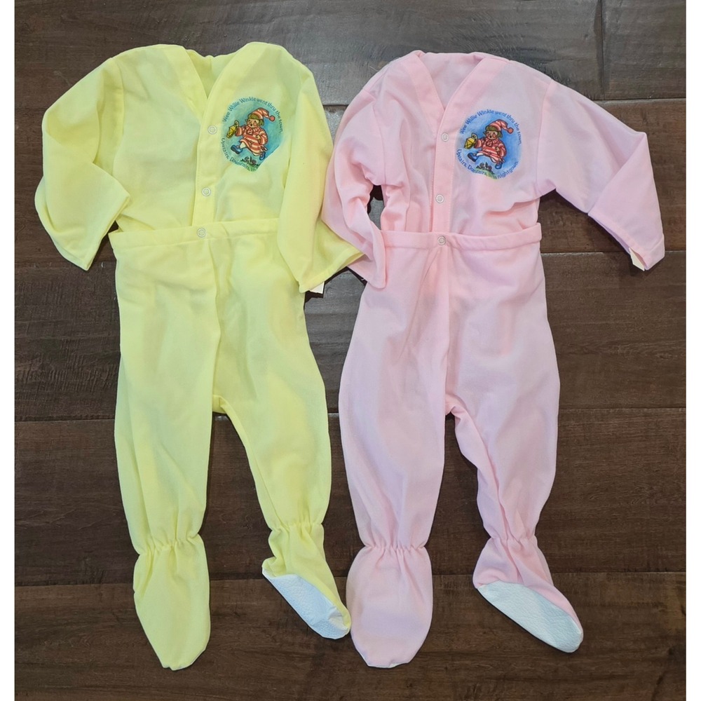 Vtg rare Wee Willie Winkie footed sleepers drop seat snaps 2PK grandmacore 80s